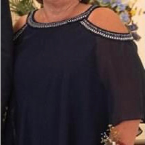 Alex Evenings navy blue dress with gem detailing on neckline. Size 20W. - Picture 9 of 11